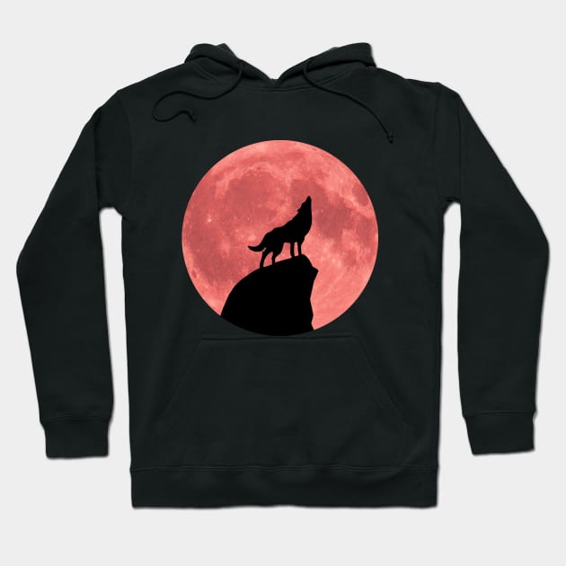 Wolf Howling at a Blood Moon Hoodie by RockettGraph1cs